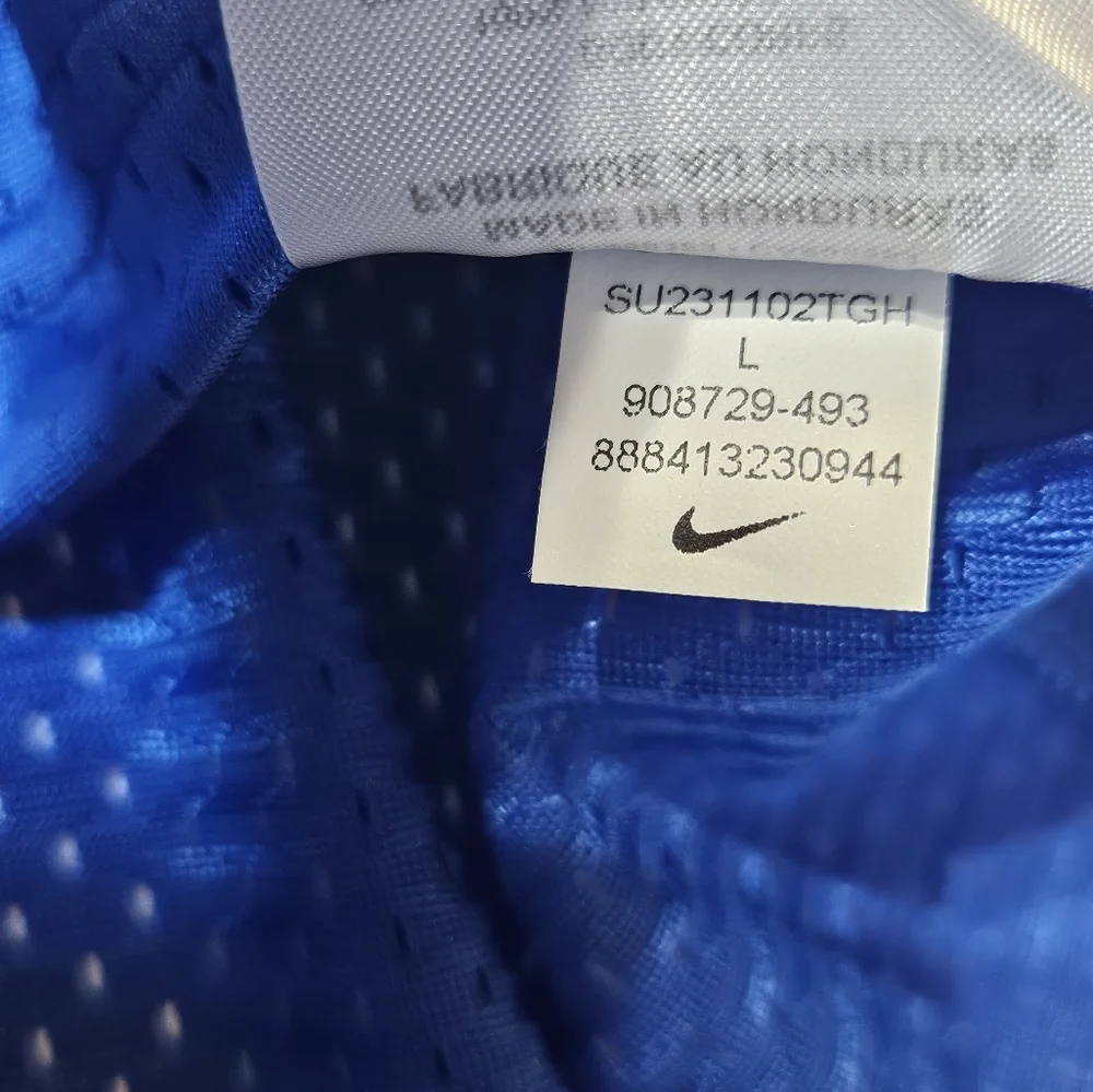 Nike Jersey Football Large Blue White Swoosh Fitted‎ Sport Sleeve Fall…